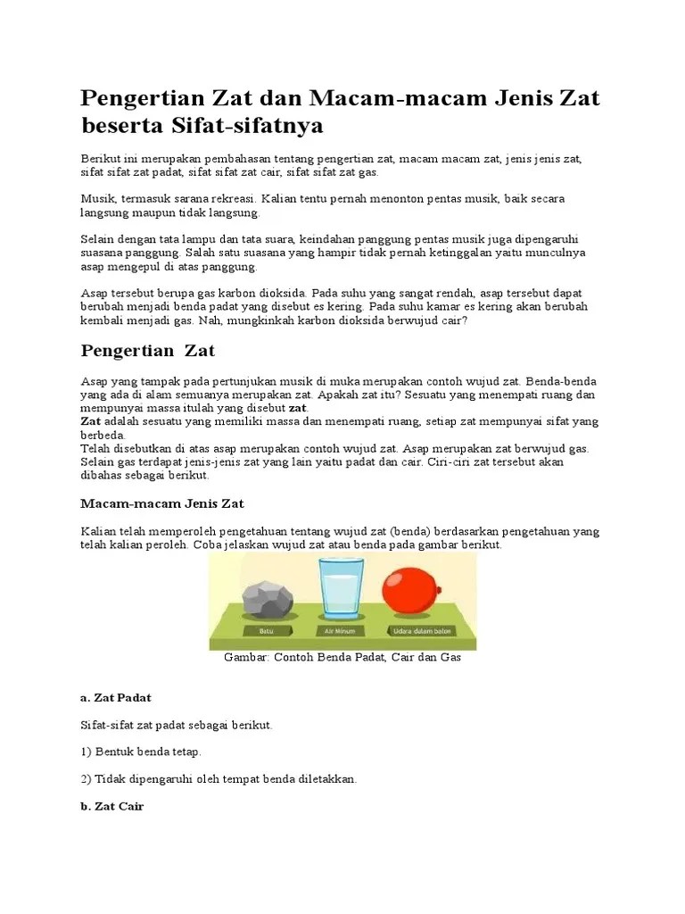 Pengertian Zat Dan Macam | PDF