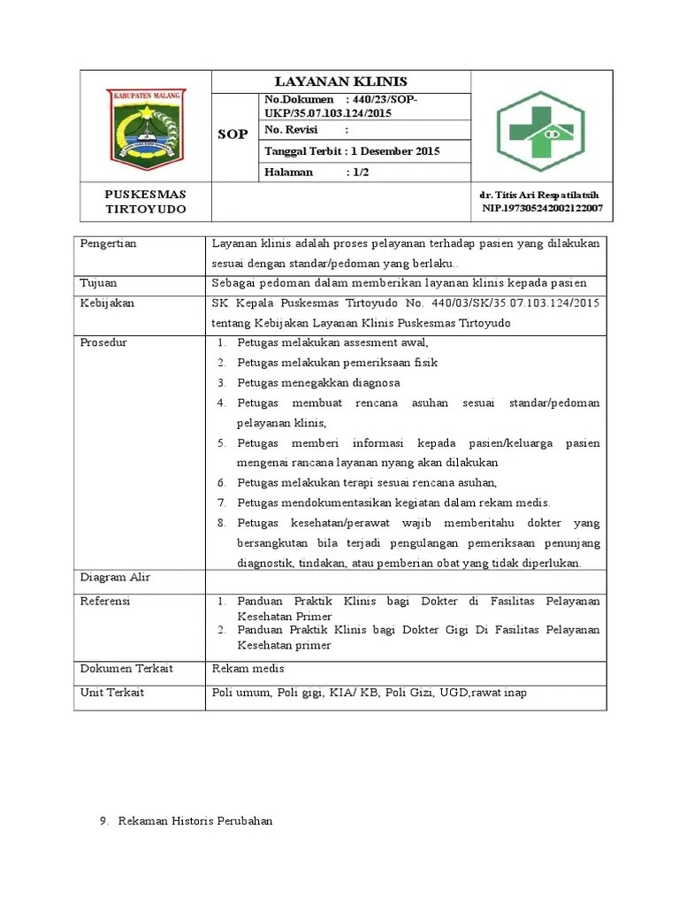 7.6.1.1 SOP Layanan Klinis | PDF