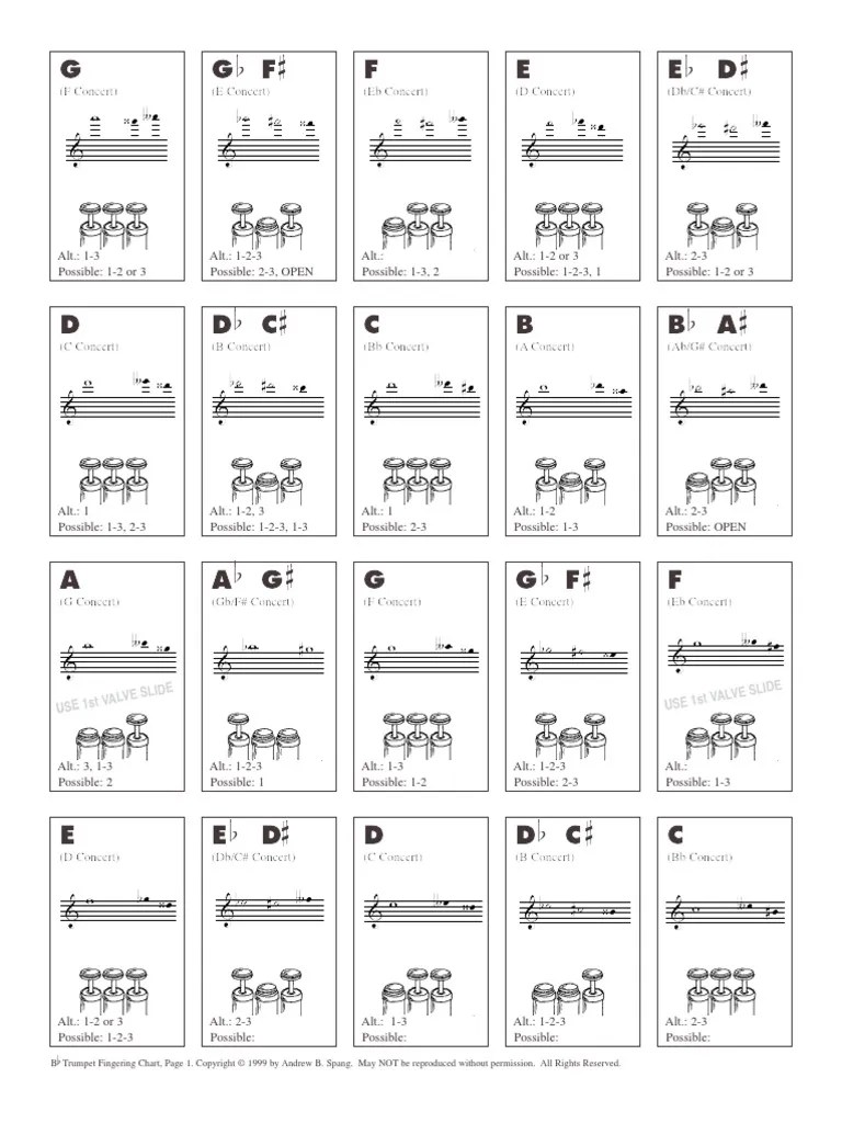 Bb Trumpet Fingering Chart.pdf | Trumpet | Musicology