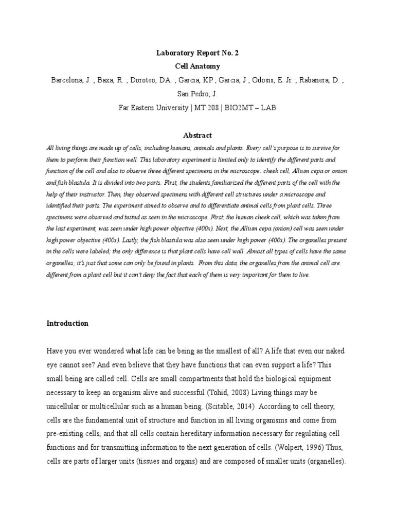 Biology Lab Report Staining Cell (Biology)