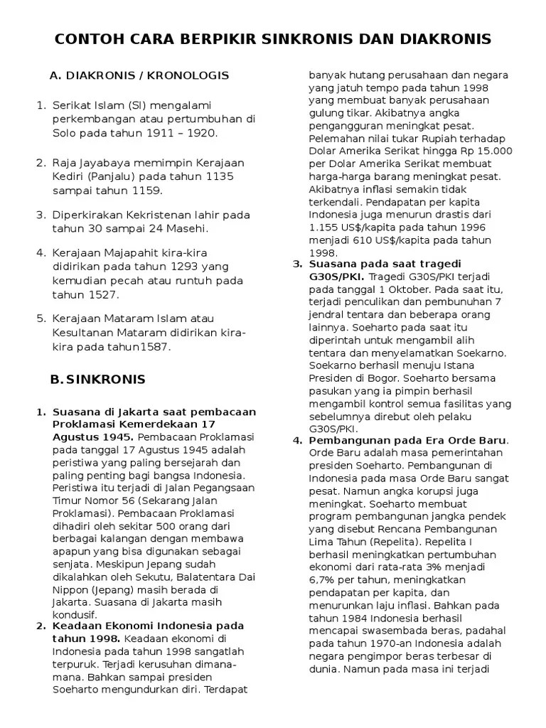 Contoh Cara Berpikir Sinkronis Dan Diakronis | PDF
