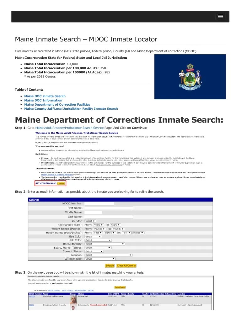Maine Inmate Search Department of Corrections Lookup Penology Prison