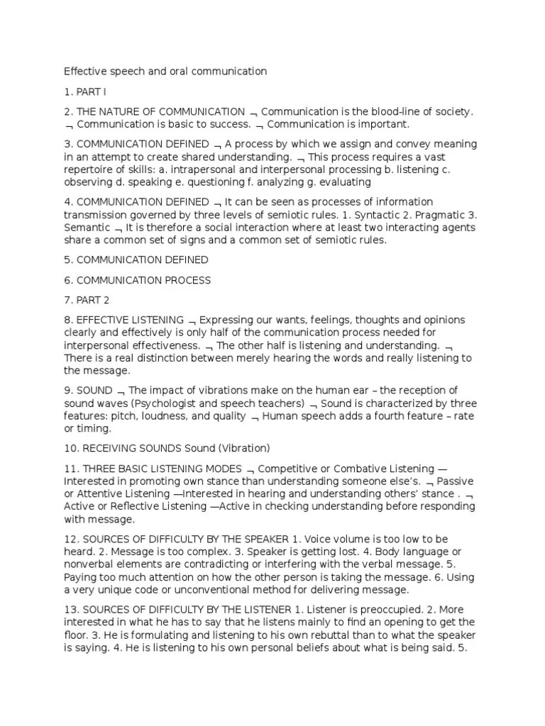 Effective Speech and Oral Communication Vowel Communication