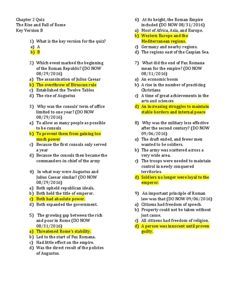 world history chapter 2 quiz corrections b Ancient Rome Byzantine