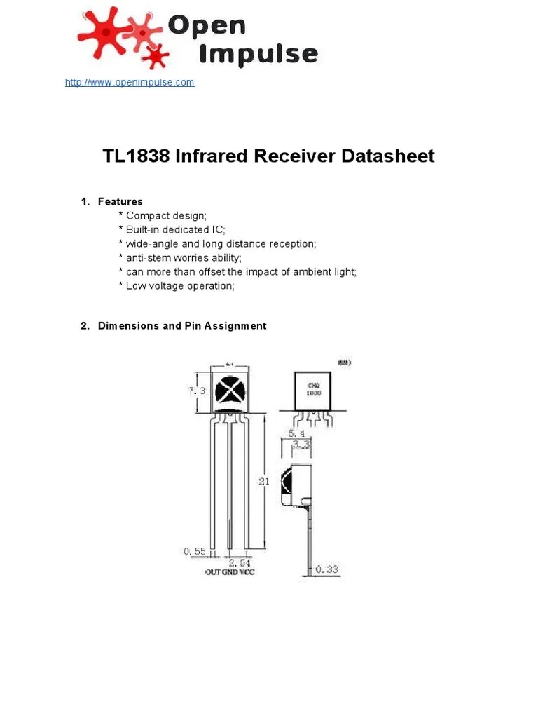 TL1838 Infrared Receiver Datasheet