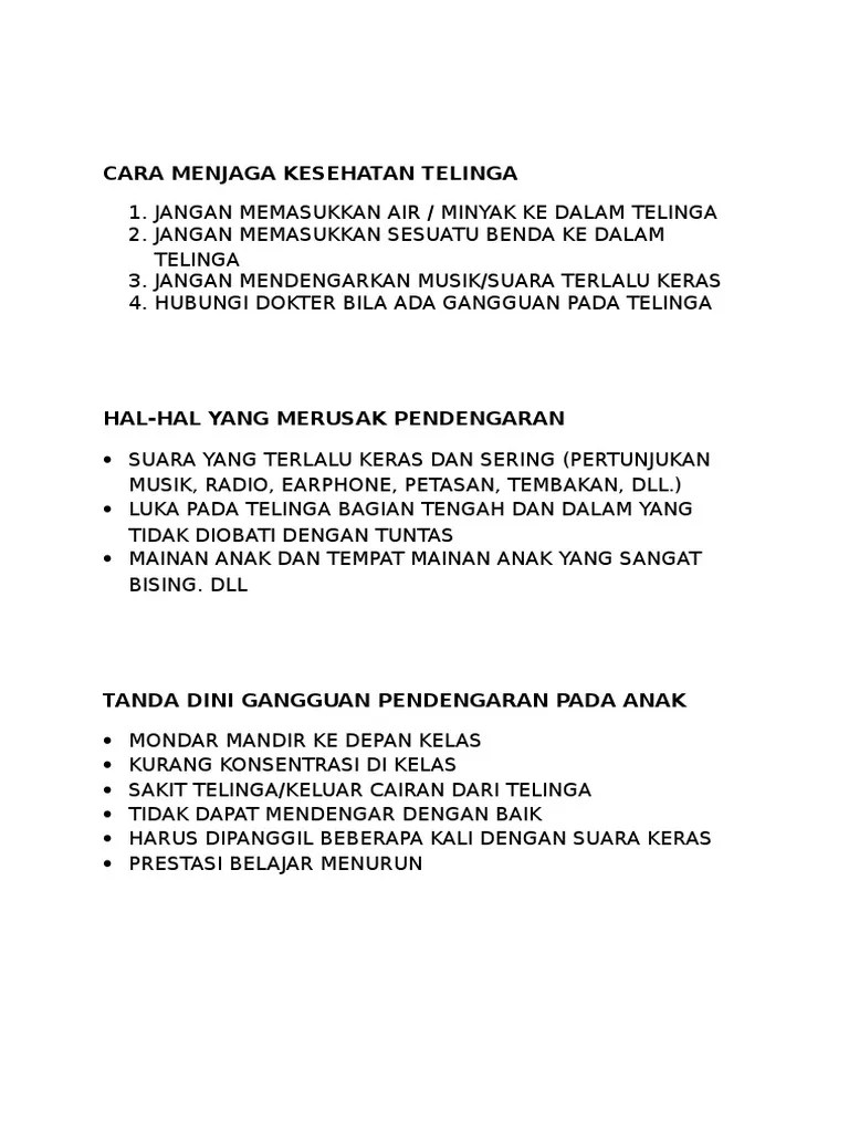 Cara Menjaga Kesehatan Telinga | PDF