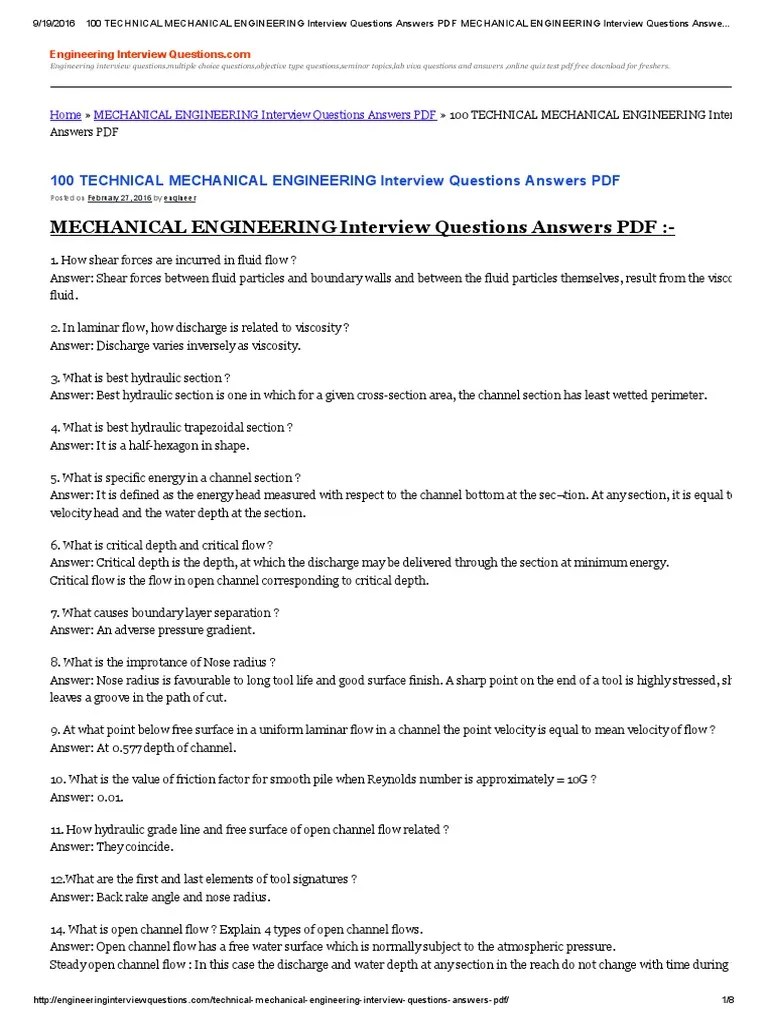 Mechanical Engineer Questions and Answers PDF Get Expert Advice and