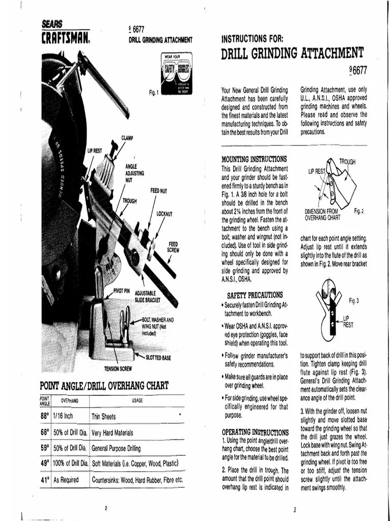 Drill Grinding Attachment 96677 Manual
