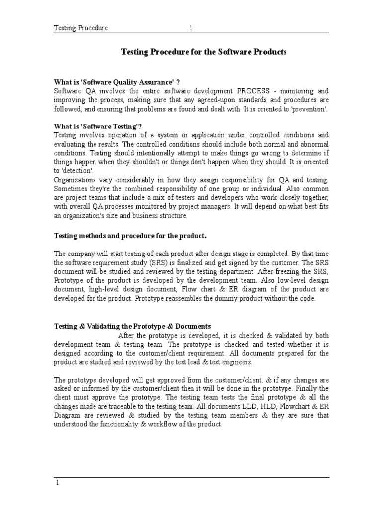 Testing Procedure For The Software Products What Is 'Software Quality