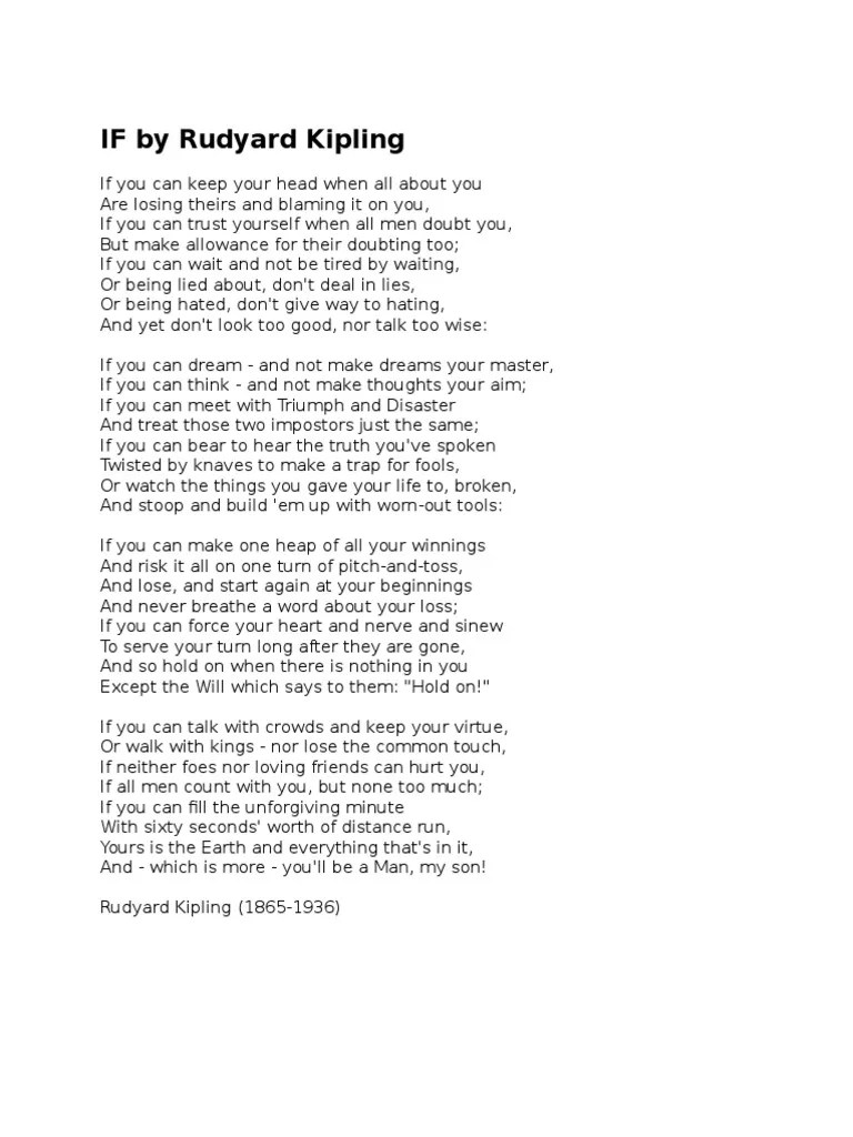 If Rudyard Kipling | PDF | Rudyard Kipling | Poetry