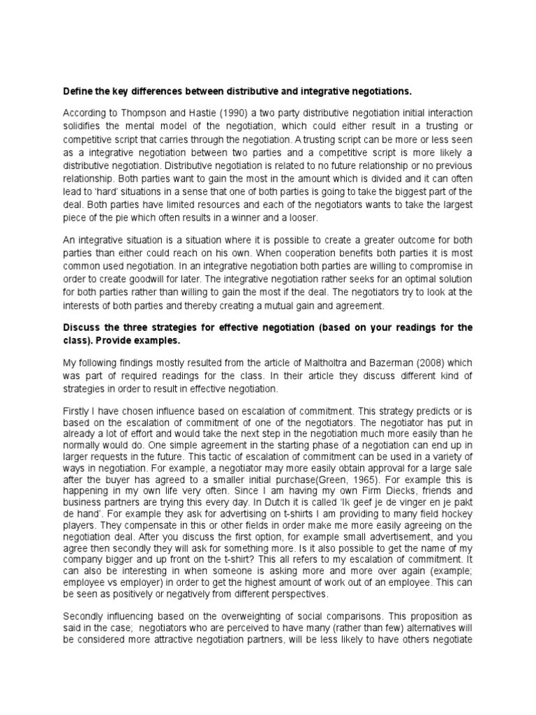 Define The Key Differences Between Distributive and Integrative