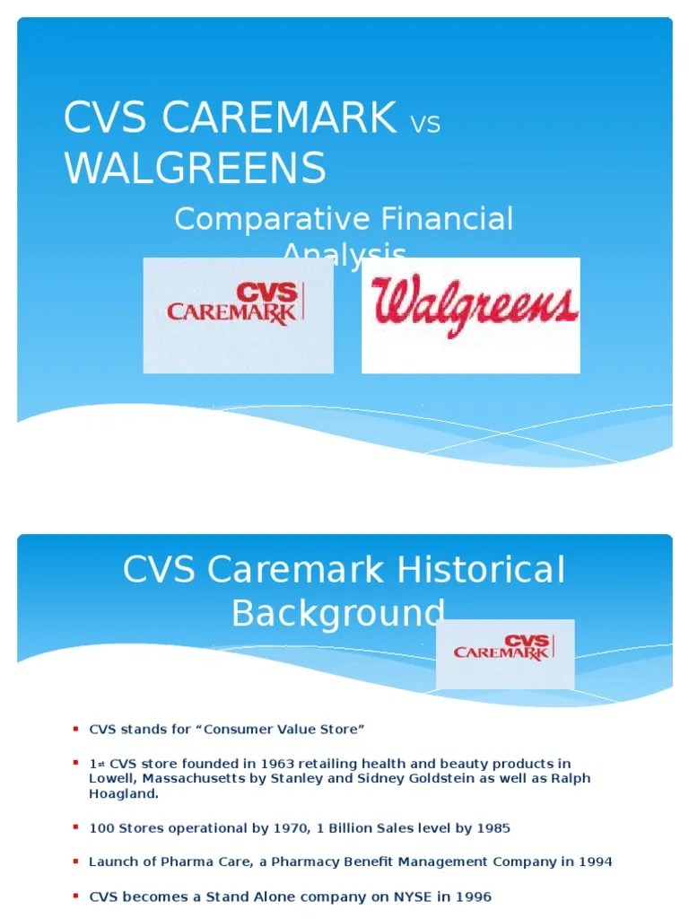 Cvs Caremark Vs Walgreens PDF Pharmacy Return On Equity