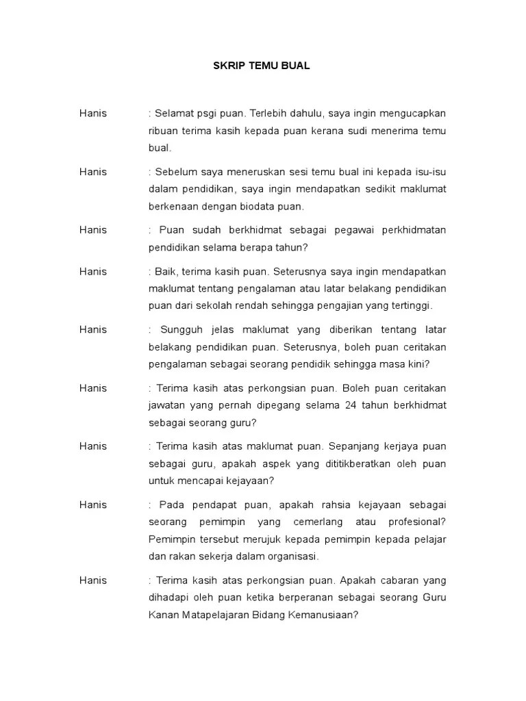 Contoh Skrip Temu Bual Nah Sebelum Melihat Contoh Rab Yang Baik Dan Benar Maka Ketahui Juga Cara Menghitung Rab Triweard