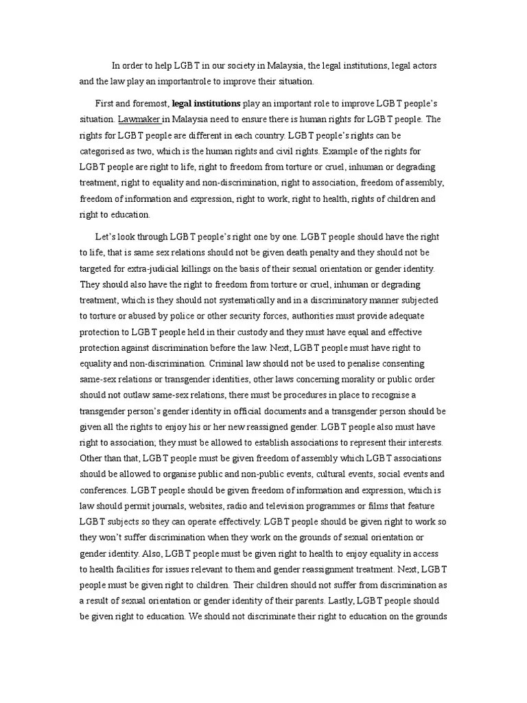 LGBT essay.docx Lgbt LGBTQ Rights Free 30day Trial Scribd