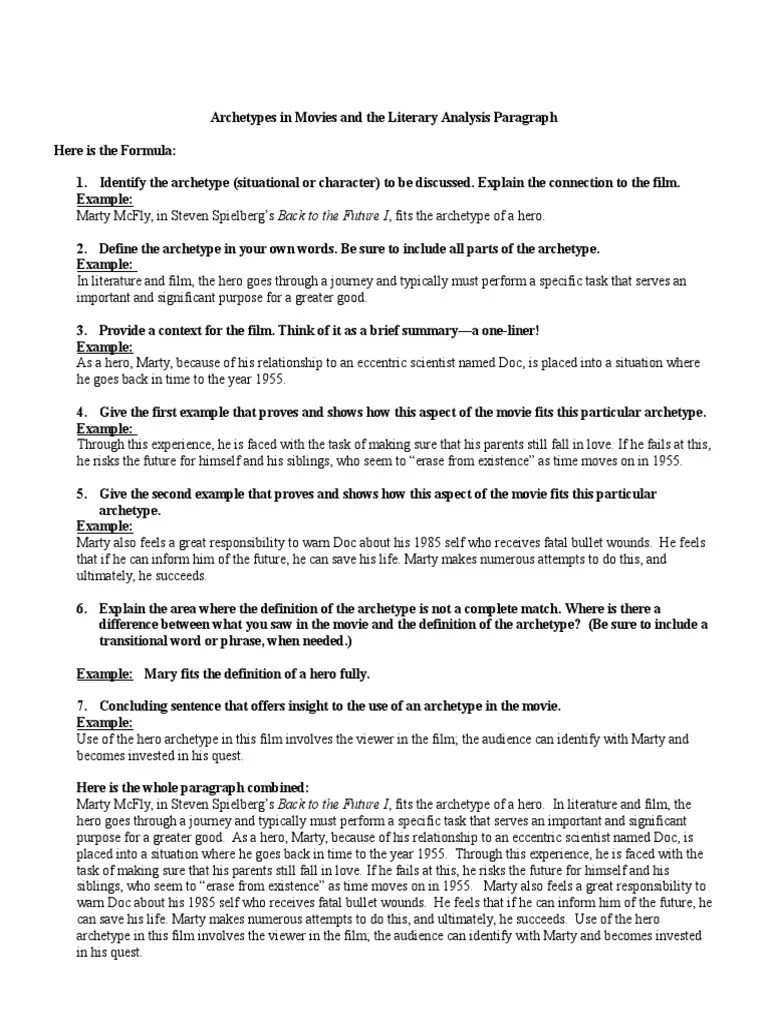 Archetypes in Movies and the Literary Analysis Paragraph Hero