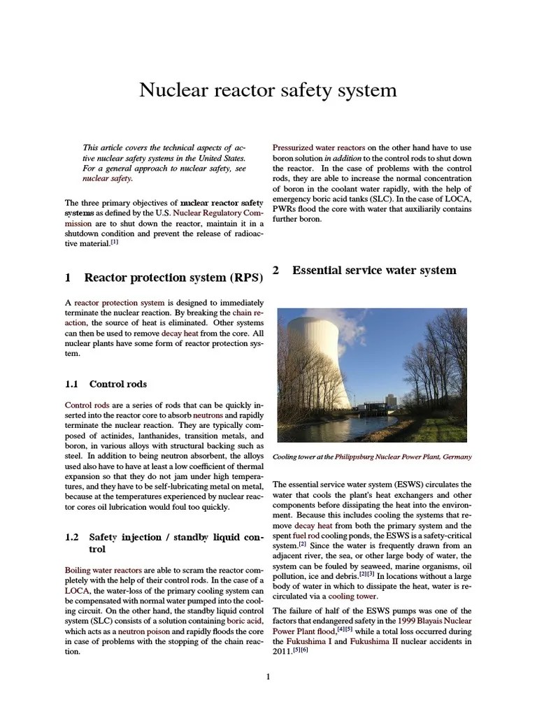Nuclear Reactor Safety System | PDF | Sustainable Technologies