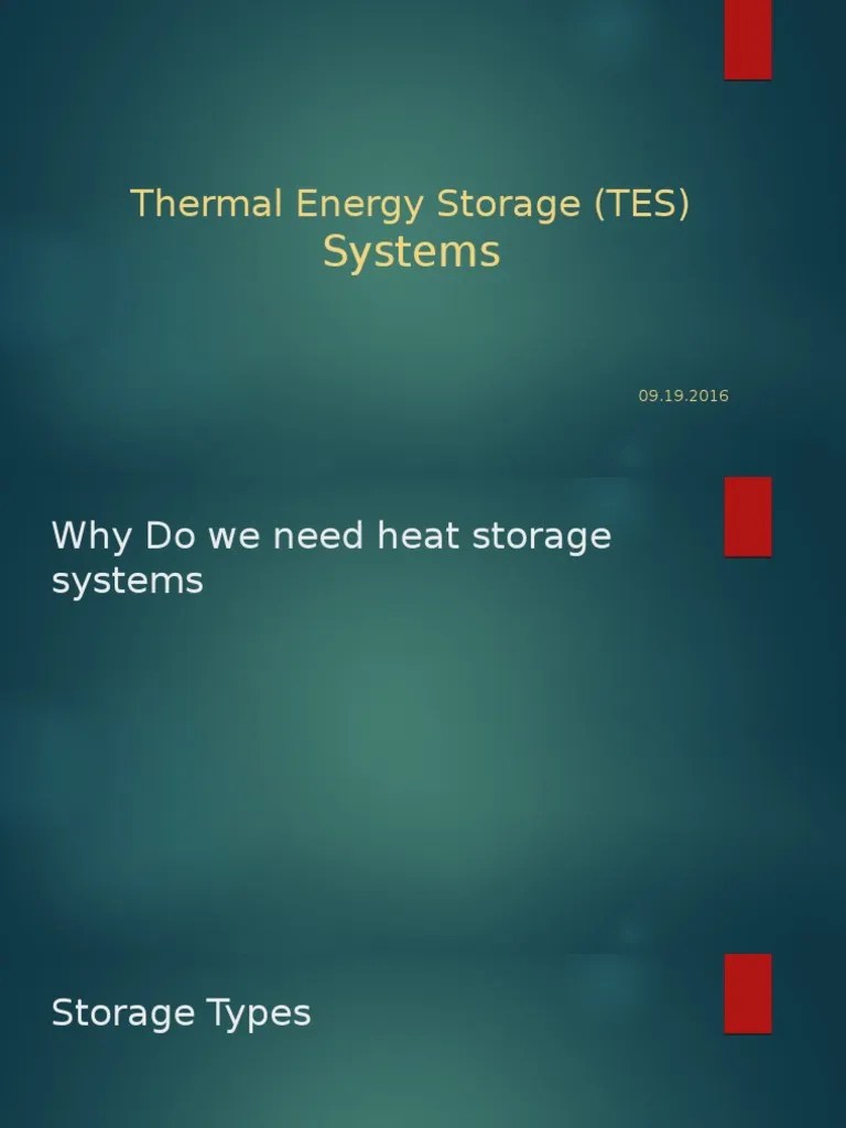 Thermal Energy Storage Systems PDF Energy Storage Heat Transfer