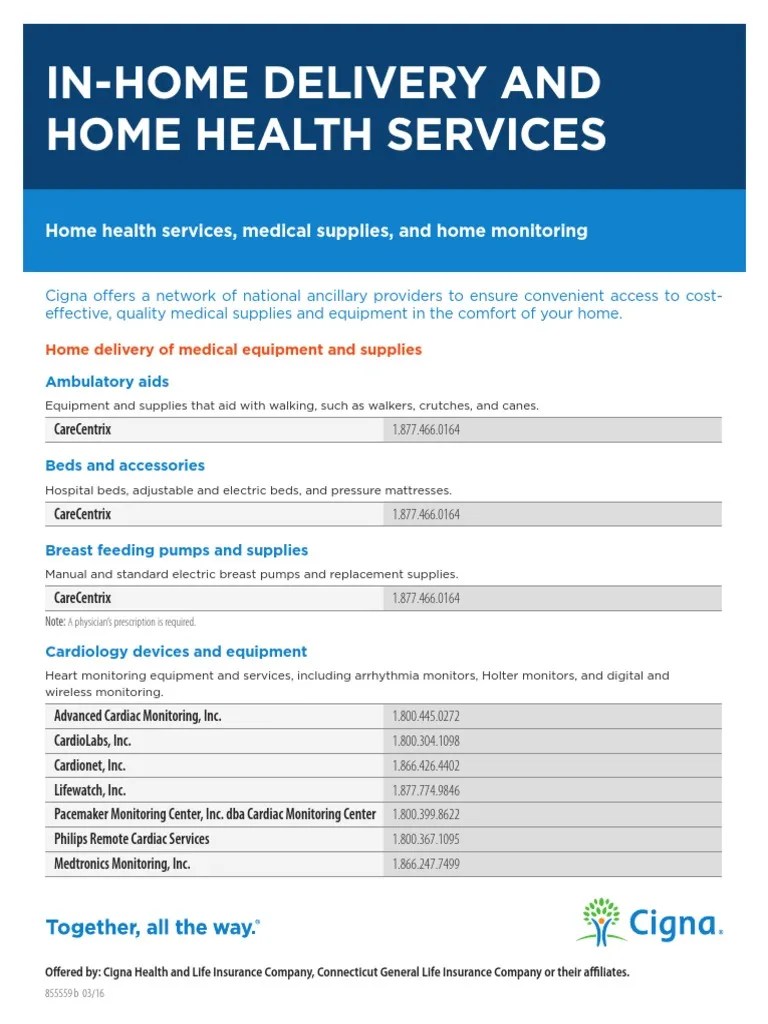 Home Delivery Medical Supplies Monitoring (Medicine) Cigna