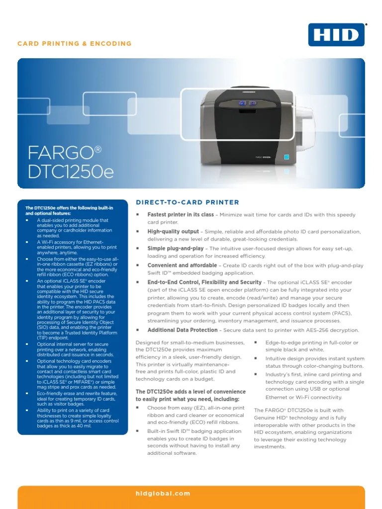 Fargo® DTC1250e: Card Printing & Encoding