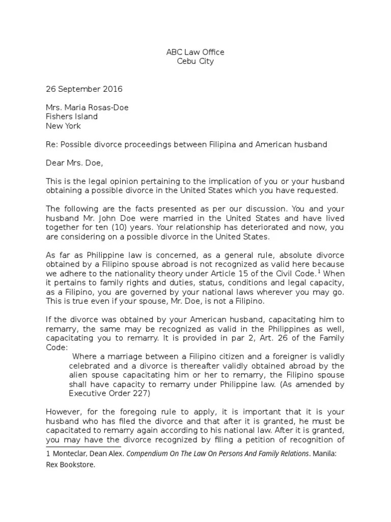 Legal Opinion Letter sample