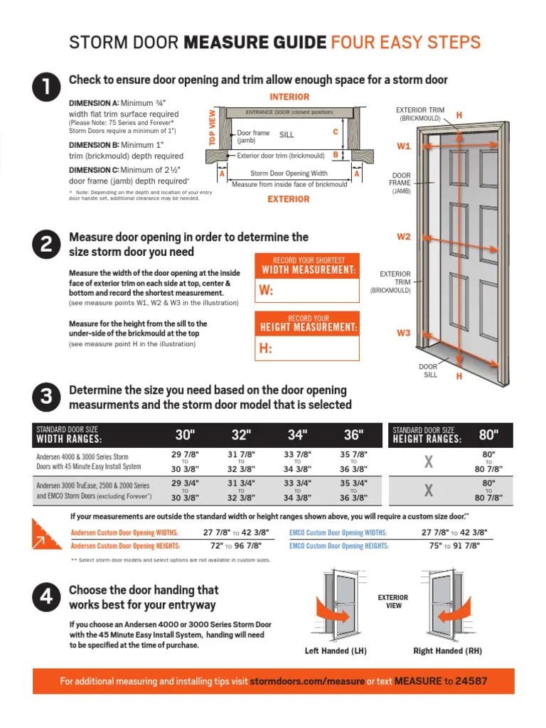 Andersen EMCO Storm Door Measure Guide | PDF