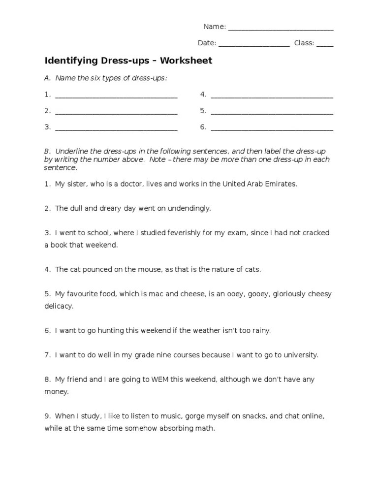 03 identifying dressups worksheet