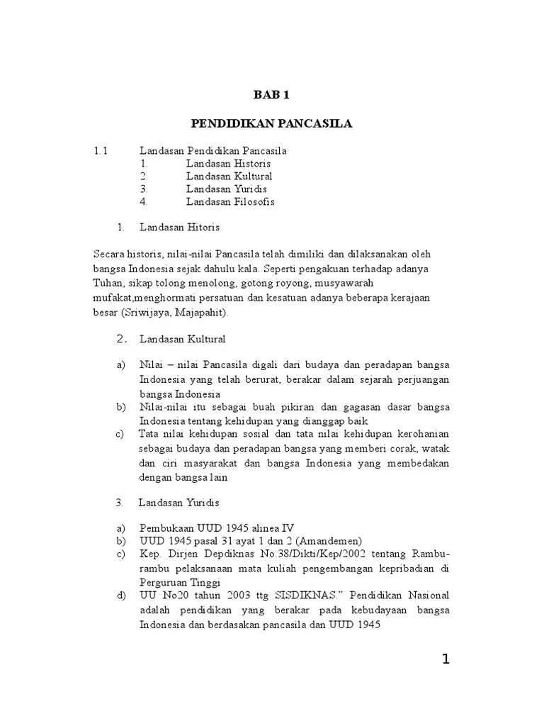 Landasan Pendidikan Pancasila Dilihat Dari Landasan Historis Dan