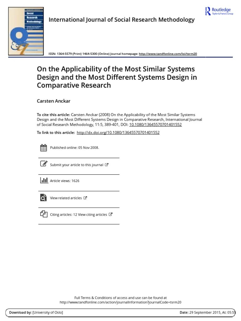 Anckar On the Applicability of the Most Similar Systems Design and