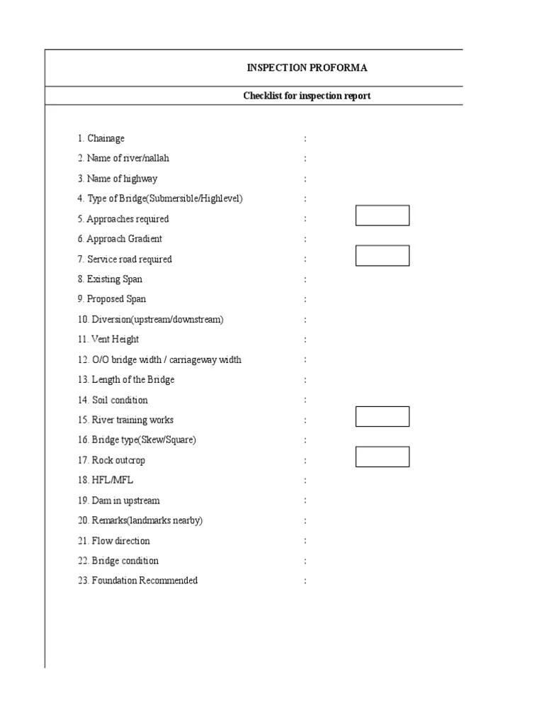 Checklist For Bridge Inventory PDF