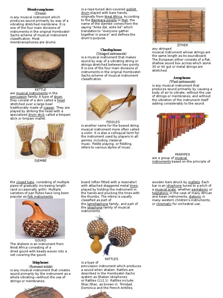 AFRICAN MUSICAL INSTRUMENTS Brochure PDF Musical Instruments