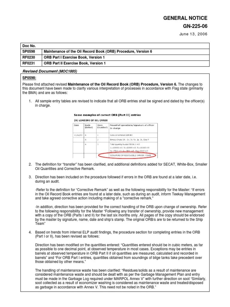 Oil Record Book Fuel Oil Oil Tanker