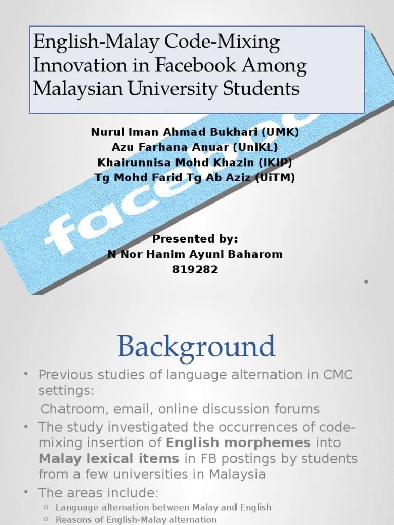 EnglishMalay CodeMixing Innovation in Facebook Among Malaysian