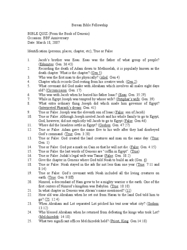 Bible Quiz, Genesis | Book Of Genesis | Jacob