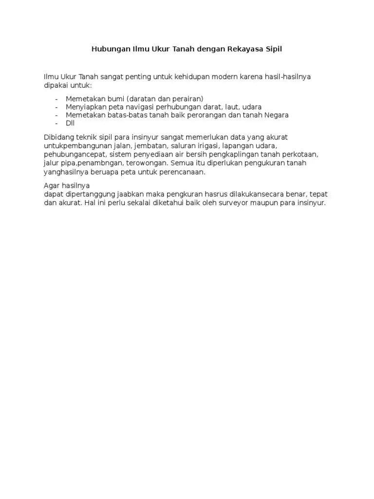 Hubungan Ilmu Ukur Tanah Dengan Rekayasa Sipil
