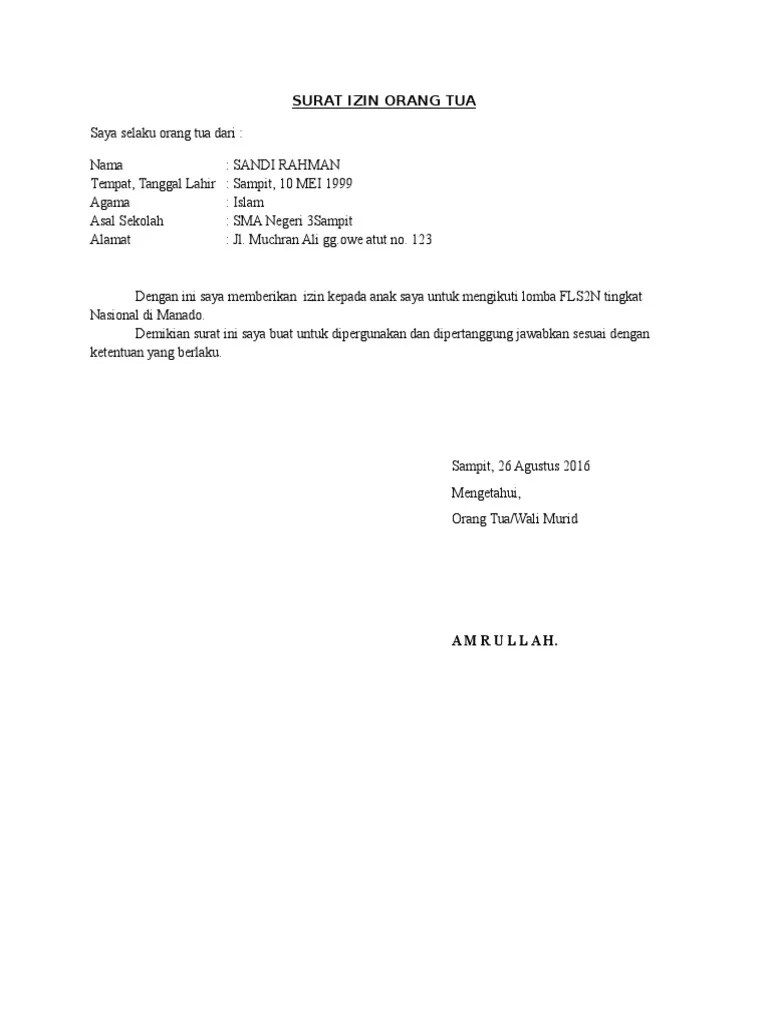 Download Contoh Surat Izin Kerja Dari Orang Tua Gif Contoh Surat Izin