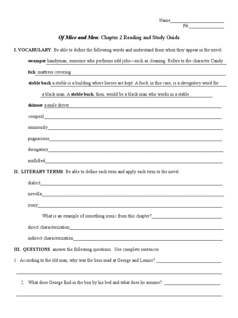 Of Mice and Men Chapter Two | PDF