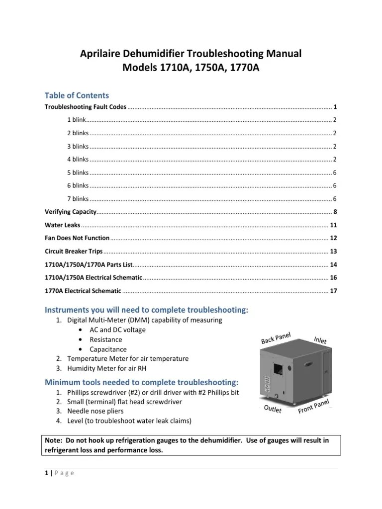 Dehumidifier Technical Manual | PDF | Duct (Flow) | Electrical Connector