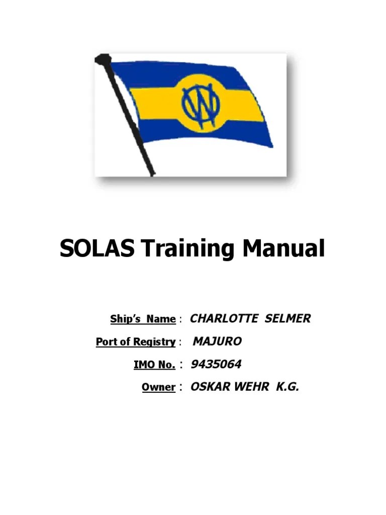 SOLAS Training Manual Charlotte Selmer Majuro 9435064 Oskar Wehr K.G PDF