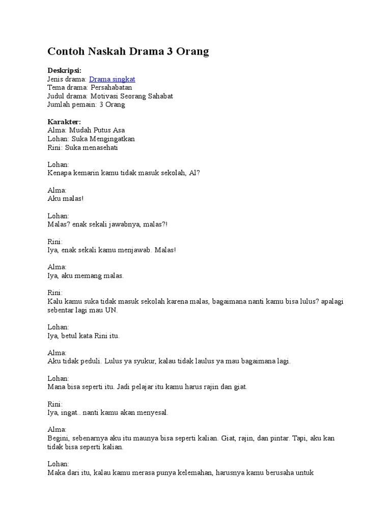 Contoh Naskah Drama 3 Orang | PDF