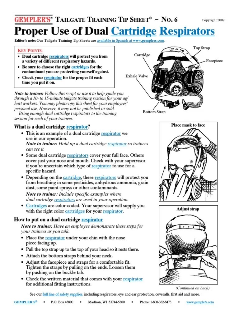 Proper Use of Dual Cartridge Respirators Safety Equipment