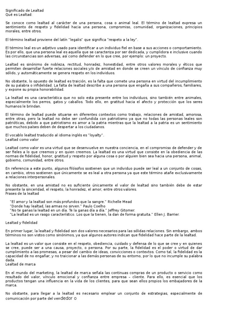 Significado de Lealtad Lealtad Marca