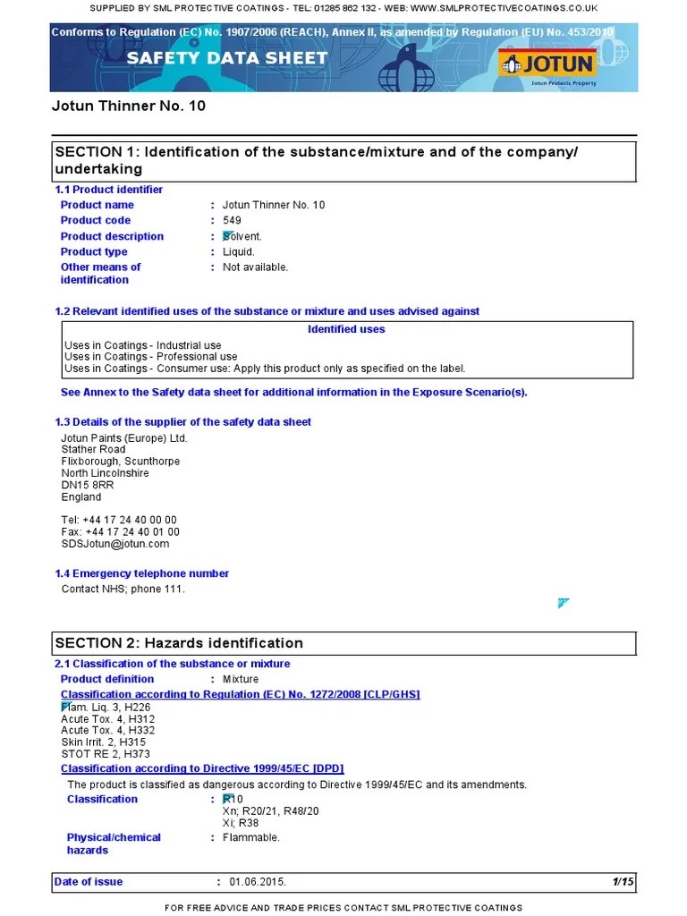 Jotun Thinner 10 Safety Personal Protective Equipment Firefighter