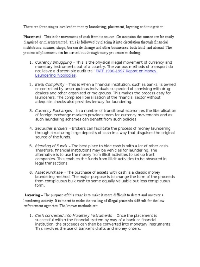 Money Laundering Act Money Laundering Money