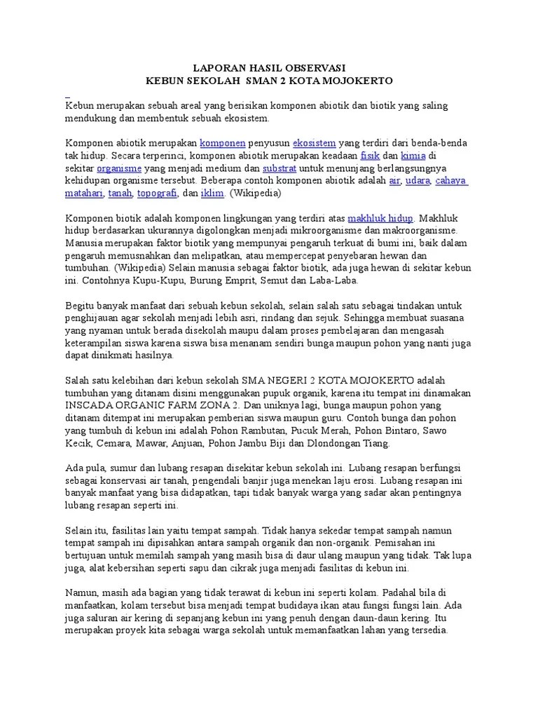 Contoh Teks Laporan Hasil Observasi Tentang Tumbuhan Jahe - Nusagates