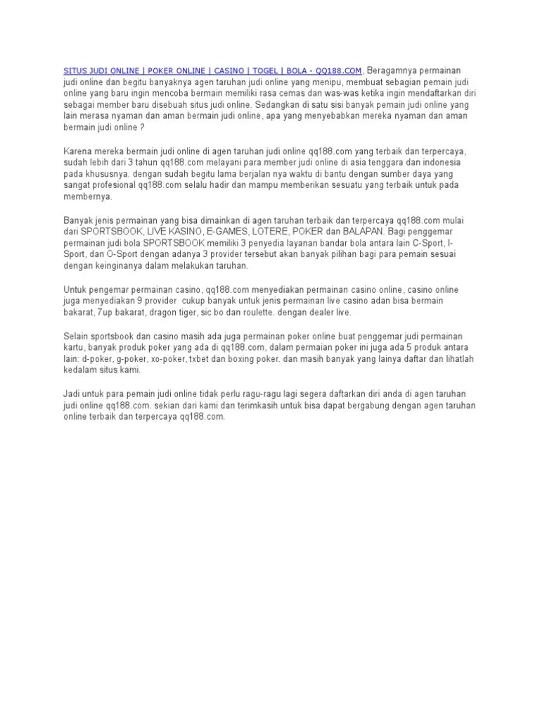 Situs Judi Online Poker Online Casino Togel Bola Qq188 Com