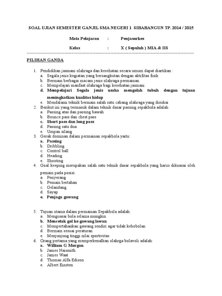 Soal Pilihan Ganda Sepak Bola – Nasi