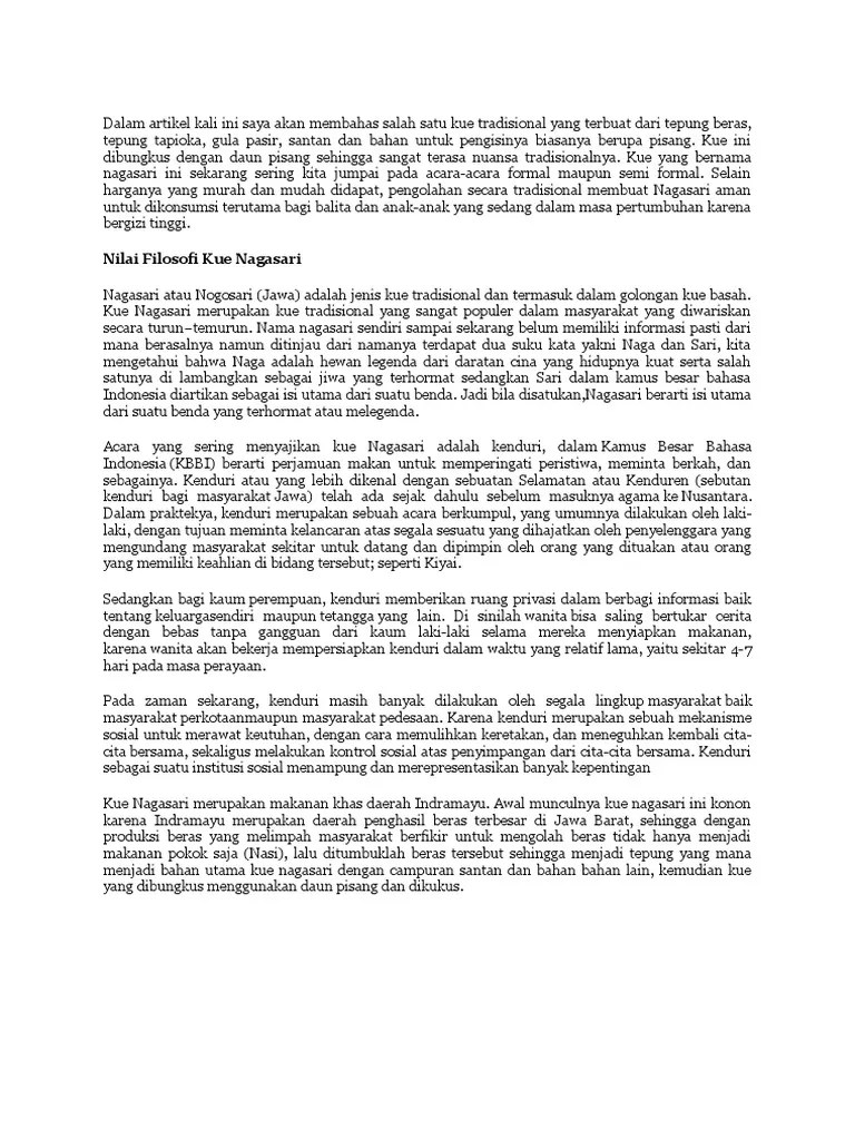 Contoh Teks Deskripsi Bahasa Jawa Tentang Makanan Tradisional Nagasari –  Berbagai Contoh