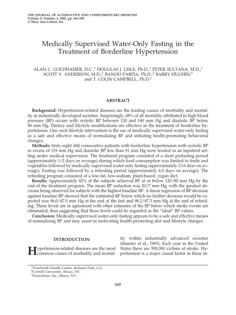 Medically Supervised WaterOnly Fasting in the Treatment of Borderline