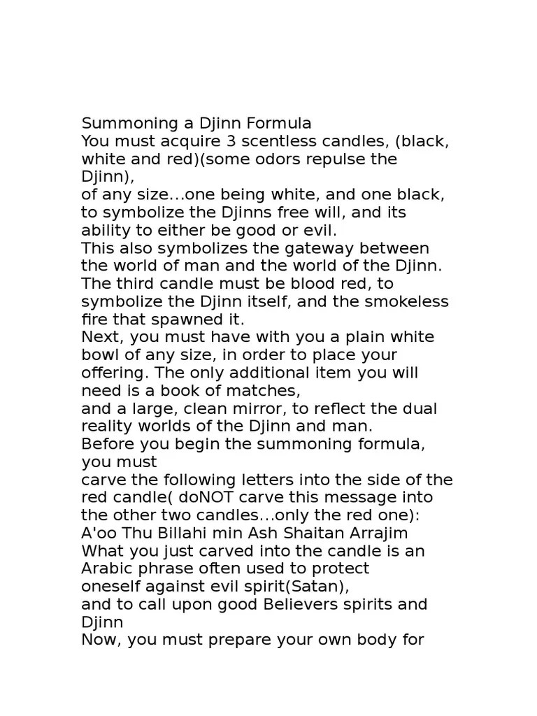 Summoning a Djinn Formula.docx Candle Religion And Belief Free 30