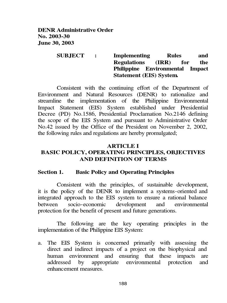 Envi Denr Dao 200330 PDF Environmental Impact Assessment Natural
